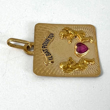 Load image into Gallery viewer, French Il Bat Pour Toi My Heart Beats For You 18K Yellow Gold Ruby Love Pendant