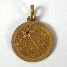 Load image into Gallery viewer, Vintage French Lucky Star of Love 18K Yellow Gold Ruby Charm Pendant