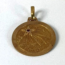 Load image into Gallery viewer, Vintage French Lucky Star of Love 18K Yellow Gold Ruby Charm Pendant