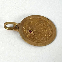Load image into Gallery viewer, Vintage French Lucky Star of Love 18K Yellow Gold Ruby Charm Pendant