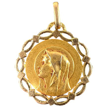 Load image into Gallery viewer, French Pageri Perroud Virgin Mary 18K Yellow Gold Framed Medal Pendant