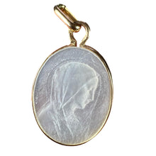 Load image into Gallery viewer, French Virgin Mary Mother of Pearl 18K Yellow Gold Charm Pendant