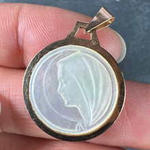 Load image into Gallery viewer, French Virgin Mary Mother of Pearl 18K Yellow Gold Charm Pendant