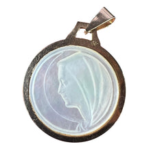 Load image into Gallery viewer, French Virgin Mary Mother of Pearl 18K Yellow Gold Charm Pendant