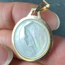 Load image into Gallery viewer, French Virgin Mary Mother of Pearl 18K Yellow Gold Charm Pendant