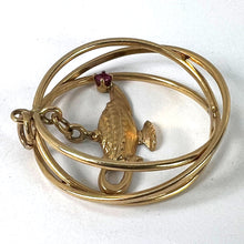 Load image into Gallery viewer, Vintage Large Genie Lamp 14K Yellow Gold Red Ruby Kinetic Charm Pendant