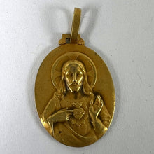 Load image into Gallery viewer, Perriat French Sacred Heart Madonna and Child 18K Yellow Gold Medal Pendant