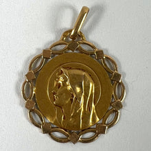Load image into Gallery viewer, French Pageri Perroud Virgin Mary 18K Yellow Gold Framed Medal Pendant