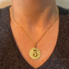 Load image into Gallery viewer, Lucky 'Number 3' Baguette Cut Ruby 18K Yellow Gold Good Luck Charm Pendant