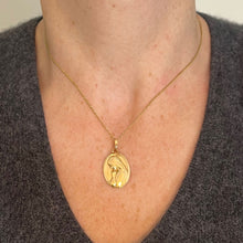 Load image into Gallery viewer, Monier Perriat French Virgin Mary Oval 18K Yellow Gold Pendant Medal
