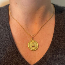 Load image into Gallery viewer, Augis French Plus Hier Ruby Diamond 18K Yellow Gold Love Charm Pendant