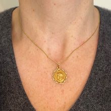 Load image into Gallery viewer, French Pageri Perroud Virgin Mary 18K Yellow Gold Framed Medal Pendant
