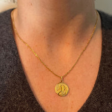 Load image into Gallery viewer, Vintage French St Christopher 18K Yellow Gold Religious Medal Pendant