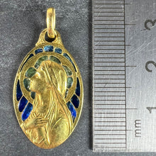 Load image into Gallery viewer, Antique French Virgin Mary Plique A Jour Enamel 18K Yellow Gold Pendant Medal