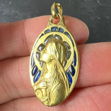 Load image into Gallery viewer, Antique French Virgin Mary Plique A Jour Enamel 18K Yellow Gold Pendant Medal
