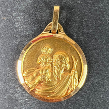 Load image into Gallery viewer, Vintage French St Christopher 18K Yellow Gold Religious Medal Pendant