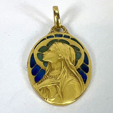 Load image into Gallery viewer, Antique French Virgin Mary Plique A Jour Enamel 18K Yellow Gold Pendant Medal