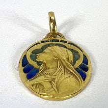 Load image into Gallery viewer, Antique French Virgin Mary Plique A Jour Enamel 18K Yellow Gold Pendant Medal