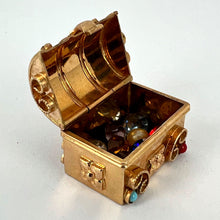 Load image into Gallery viewer, French Mechanical Treasure Chest 18K Yellow Gold Gem Set Charm Pendant