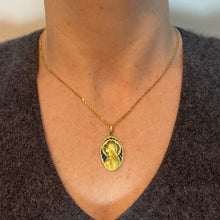 Load image into Gallery viewer, Antique French Virgin Mary Plique A Jour Enamel 18K Yellow Gold Pendant Medal