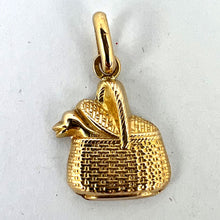 Load image into Gallery viewer, French 18K Yellow Gold Bird in Picnic Basket Charm Pendant