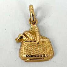 Load image into Gallery viewer, French 18K Yellow Gold Bird in Picnic Basket Charm Pendant