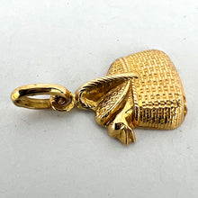 Load image into Gallery viewer, French 18K Yellow Gold Bird in Picnic Basket Charm Pendant