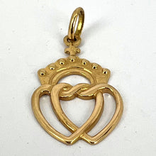 Load image into Gallery viewer, French Intertwined Crowned Sacred Hearts 18K Yellow Gold Charm Pendant