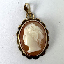 Load image into Gallery viewer, 9K Yellow Gold Diamond Helmet Shell Cameo Charm Pendant