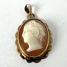 Load image into Gallery viewer, 9K Yellow Gold Diamond Helmet Shell Cameo Charm Pendant