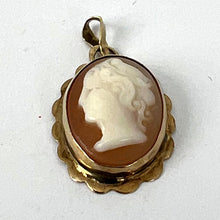 Load image into Gallery viewer, 9K Yellow Gold Diamond Helmet Shell Cameo Charm Pendant