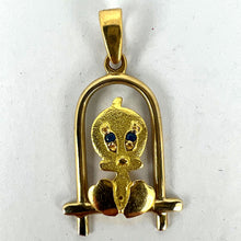 Load image into Gallery viewer, Bird on Perch Cartoon Character 18K Yellow Gold Charm Pendant
