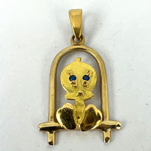 Load image into Gallery viewer, Bird on Perch Cartoon Character 18K Yellow Gold Charm Pendant