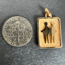 Load image into Gallery viewer, French Gemini Starsign Zodiac 18K Yellow Gold Charm Medal Pendant