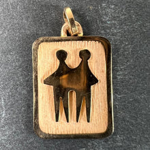 Load image into Gallery viewer, French Gemini Starsign Zodiac 18K Yellow Gold Charm Medal Pendant