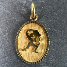 Load image into Gallery viewer, French Aquarius Starsign Zodiac 18K Yellow Gold Charm Medal Pendant