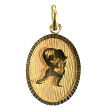 Load image into Gallery viewer, French Aquarius Starsign Zodiac 18K Yellow Gold Charm Medal Pendant