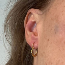 Load image into Gallery viewer, Vintage French 18 Karat Yellow Gold Lever Back Ridged Hoop Earrings