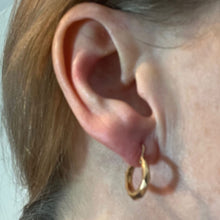 Load image into Gallery viewer, Vintage French 18 Karat Yellow Gold Lever Back Faceted Hoop Earrings