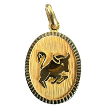 Load image into Gallery viewer, French Taurus Starsign Zodiac 18K Yellow Gold Charm Medal Pendant
