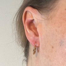 Load image into Gallery viewer, Vintage French 18 Karat Yellow Gold Lever Back Faceted Hoop Earrings