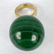 Load image into Gallery viewer, Malachite Sphere 18 Karat Yellow Gold Ring Pendant

