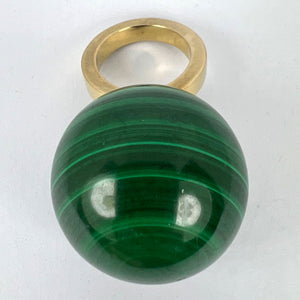 Malachite Sphere 18 Karat Yellow Gold Ring Pendant