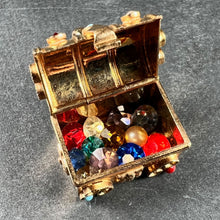 Load image into Gallery viewer, French Mechanical Treasure Chest 18K Yellow Gold Gem Set Charm Pendant