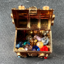 Load image into Gallery viewer, French Mechanical Treasure Chest 18K Yellow Gold Gem Set Charm Pendant