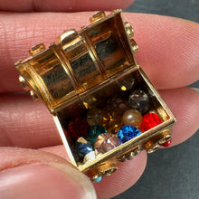 Load image into Gallery viewer, French Mechanical Treasure Chest 18K Yellow Gold Gem Set Charm Pendant