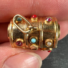 Load image into Gallery viewer, French Mechanical Treasure Chest 18K Yellow Gold Gem Set Charm Pendant