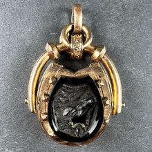 Load image into Gallery viewer, Horseshoe Onyx Horse Cameo 18K Rose Gold Pendant Locket