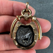 Load image into Gallery viewer, Horseshoe Onyx Horse Cameo 18K Rose Gold Pendant Locket