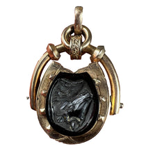Load image into Gallery viewer, Horseshoe Onyx Horse Cameo 18K Rose Gold Pendant Locket